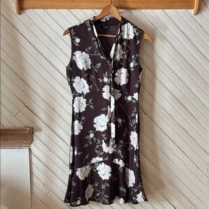 RW&CO. Brown and White Floral Midi Dress